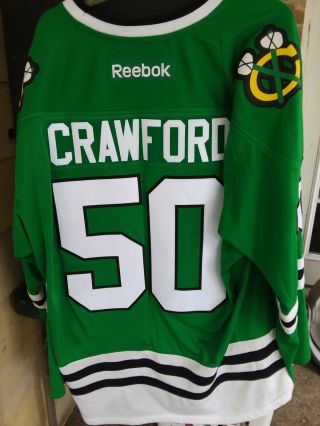 Reebok Premier Nhl Jersey Chicago Blackhawks Green Jersey.  Cory Crawford.