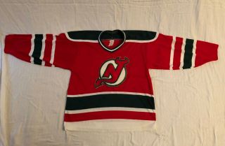 Vintage Jersey Devils Hockey Jersey Ccm Maska Adult Medium Green & Red