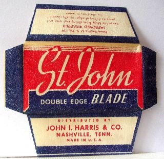 Vintage Nashville Tenn John Harris & Co St.  John De Safety Razor Blade