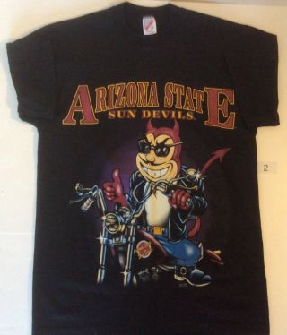 Asu Arizona State Sun Devils Vtg 90s Single Stitch Decotex T Shirt Allover Devil