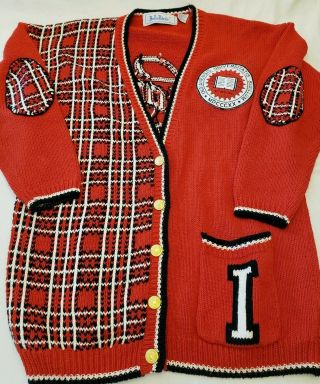 Vintage Indiana University Knit Sweater Cardigan Women 