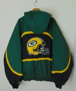 Vtg Logo 7 Men 2xl Green Bay Packers Jacket Coat Nfl Football Retro Winter 90s