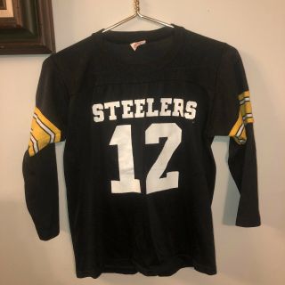 Vintage Terry Bradshaw 12 Pittsburgh Steelers Youth Jersey Large 14 - 16 Rawlings