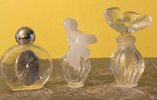 Vintage Miniature Mini Small Little Glass Perfume Bottles Set Of 3 France Italy
