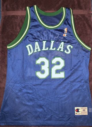 Vintage Champion Jamal Mashburn Dallas Mavericks Basketball Jersey Mens 48