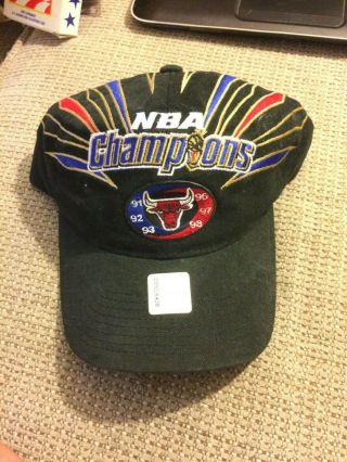 Very Rare Vintage Starter Chicago Bulls Nba Champions Snapback Hat With Tags Nos