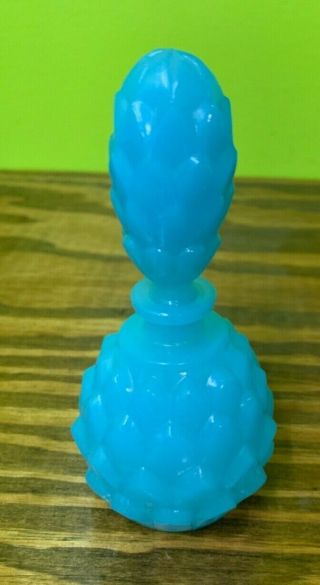 Vintage Blue Milk - Glass Perfume Bottle With Pineapple Surface