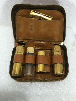 Vintage Gillette Gold Tone Shave - Pak Safety Razor Leather Case