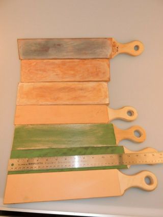 Vintage Wood Handle Strops Leather For Sharpening Straight Razors