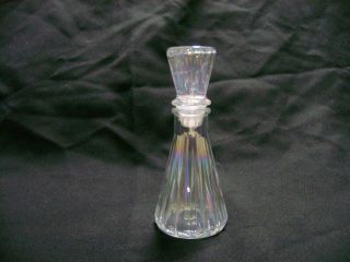 Vintage Prism Cut Clear Glass Perfume Bottle With Prism Cut Top