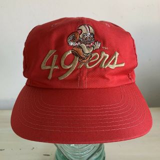 San Francisco 49ers: Vtg 80s - 90s Huddles Script Red Snapback Nfl Hat Cap