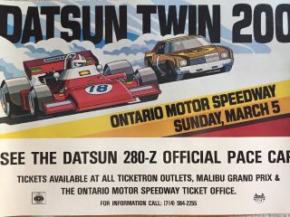 1977 Datsun Twin 200/ontario Motor Speedway Racing Poster,  Unser,  Foyt,  F1,  Cart,