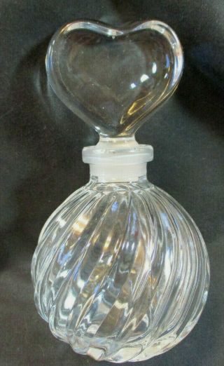 Vintage Large Glass Perfume Cologne Bottle W/ Heart Shape Stopper No Damage