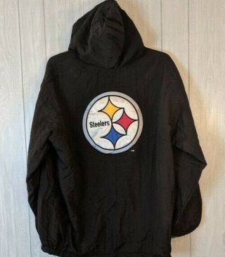 Vtg Pittsburgh Steelers Zip Up Winter Coat Sz L Early 90s