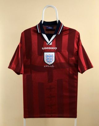 Vtg England 1997 1998 Away Red Umbro Football Shirt Jersey Size L Large Rare