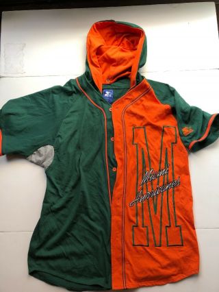 Rare Vintage Starter Miami Hurricanes Baseball Jersey Xl