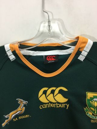 Vintage Canterbury South Africa Springbok Rugby Jersey Size 2XLarge Green 2