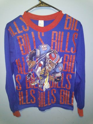 Vintage Rare Buffalo Bills 1991 Made In Usa Nfl Long Sleeve Shirt Jack Davis