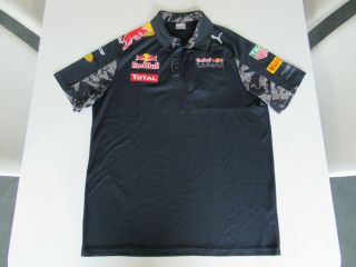 Red Bull F1 Puma Team Issue Polo Shirt Sz L 2016 Rare Verstappen Ricciardo