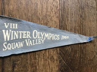 1960 VIII Winter Olympic Games Squaw Valley CA Blue Felt Pennant Olympics Sport 3
