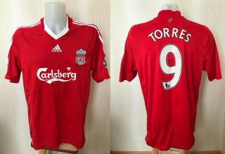 Fc Liverpool 2008/2009/2010 9 Torres Home Size Xl Adidas Football Shirt Jersey