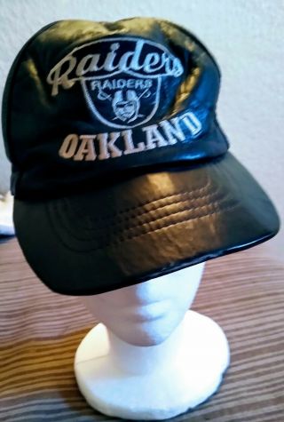 Oakland Raiders Leather Vintage Baseball Cap Hat Embroidered Snapback