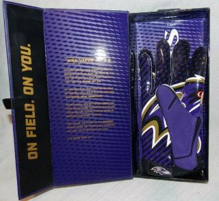 Nfl Baltimore Ravens Nike Vapor Jet 2.  0 On Field Receiver Gloves Sz Large