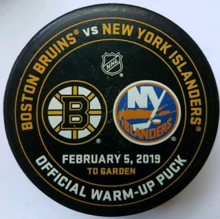 February 5 2019 Official Warm Up Puck Nhl Boston Bruins Vs Ny Islanders Game