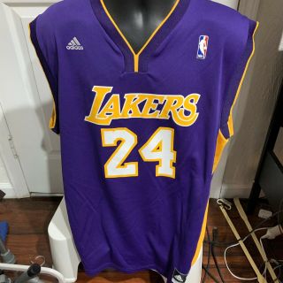 Adidas La Lakers Kobe Bryant 24 Yellow Purple Gold Jersey Size Large Worn