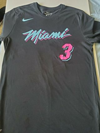 Nike Nba Dri - Fit Miami Heat Dwyane Wade City Edition T - Shirt Jersey