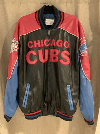 Vintage Chicago Cubs Leather Varsity Jacket Zip Up Xl