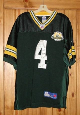 Green Bay Packers Brett Favre 4 Jersey Size 48 Lambeau Field 50 Years Patch