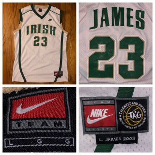 Nike Lebron James 23 St.  Vincent - St.  Mary Irish High School Tag Jersey Sz Large