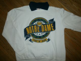 Vtg 80s 90s University Of Notre Dame Sweatshirt Crew With Collar Fighting Irish