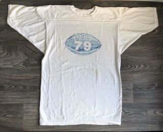 Vintage Football Jersey 1979 70s Durene Thick Cotton/nylon White Usa Sport Shirt