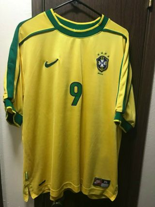 Brazil Home 1998 Nike jersey World Cup Ronaldo 9 Mens XL Brasil 2000 3