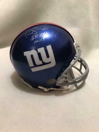 Phil Simms Bowl Mvp Inscribed Autograph Signed York Giants Mini Helmet