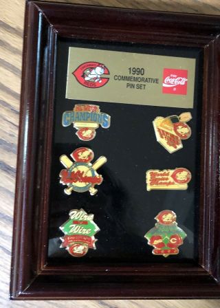 1990 Cincinnati Reds World Series Framed Pins Coca - Cola