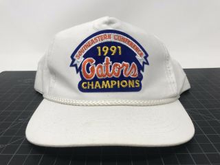 1991 Florida Gators Sec Champions Hat Cap White Snapback Mesh Rope Patch