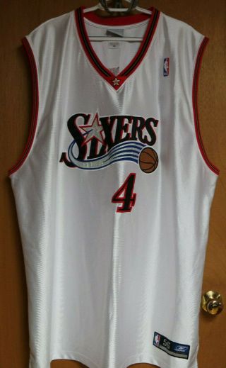 Nba Reebok 76ers Sixers Keith Van Horn White Jersey 4 Size 56 3xl Sewn/stitched