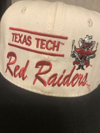 Vintage Texas Tech Red Raiders Spellout Snapback Hat White