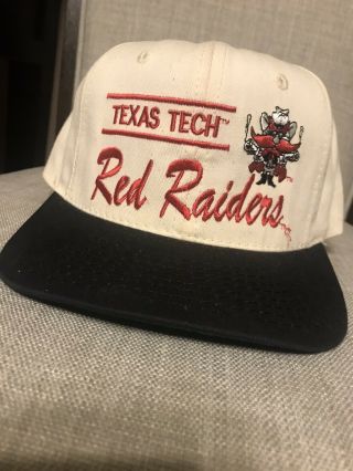 Vintage Texas Tech Red Raiders Spellout Snapback Hat White 2