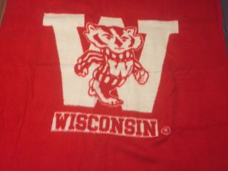 Vintage Uwm Wisconsin Badgers Biederlack Fleece Blanket Bucky Usa