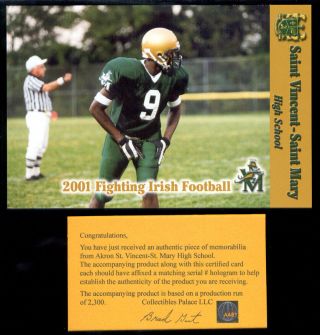 2001 Lebron James Football Svsm High School Gold Rookie