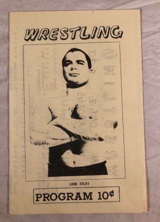 Vintage 10 Cents Wrestling Program The Gardens John Tolos Tony Borne