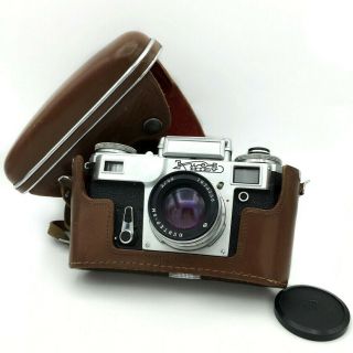 Vintage Kiev - 4 Soviet Film Camera Jupiter - 8m Lens 35 Mm Rangefinder Ussr Case