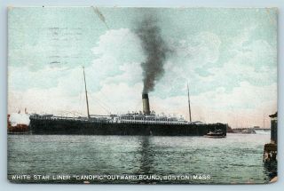 Postcard Cunard White Star Rms Steamship Ss Canopic Steamer Ship C1912 V8