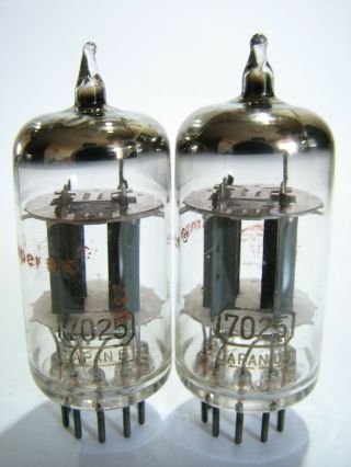 Pair Japan Made 7025 (low Noise 12ax7/ecc83) Tubes Amperex Labeled