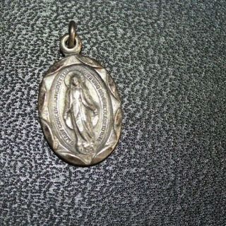 Sterling Silver Vintage Virgin Mary Pendant Charm Small