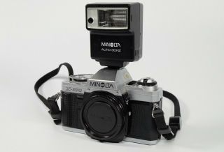 Minolta X - 370 Camera Body,  Minolta 30fx Flash & Vintage Minolta Bag